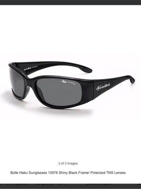Vintage Bolle Black Habu 10576 Wraparound Sunglasses - Unisex